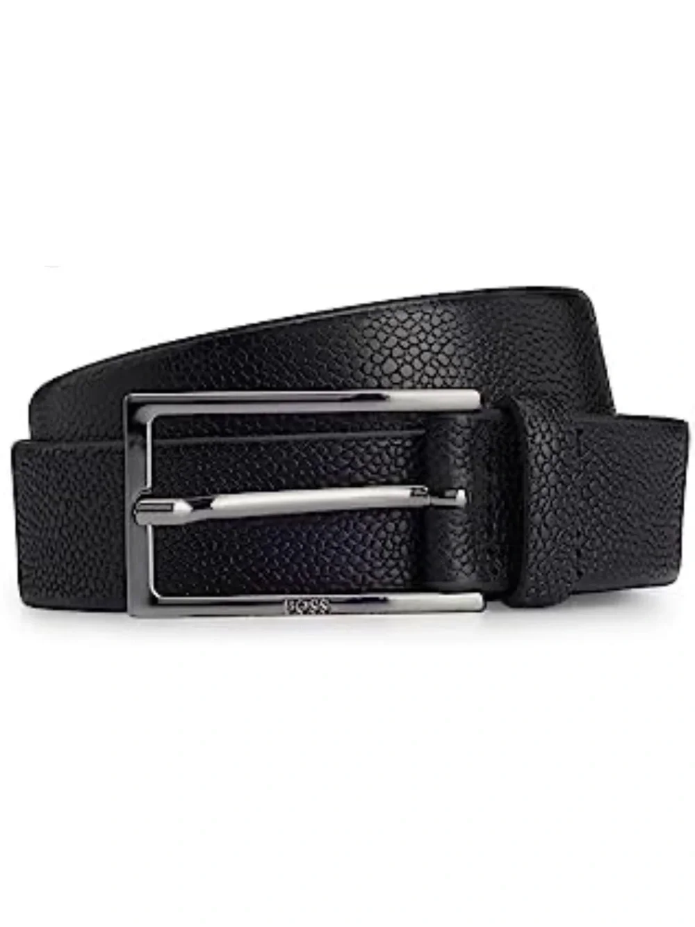 Hugo Boss Black Leather Belt with Gunmetal Hardware